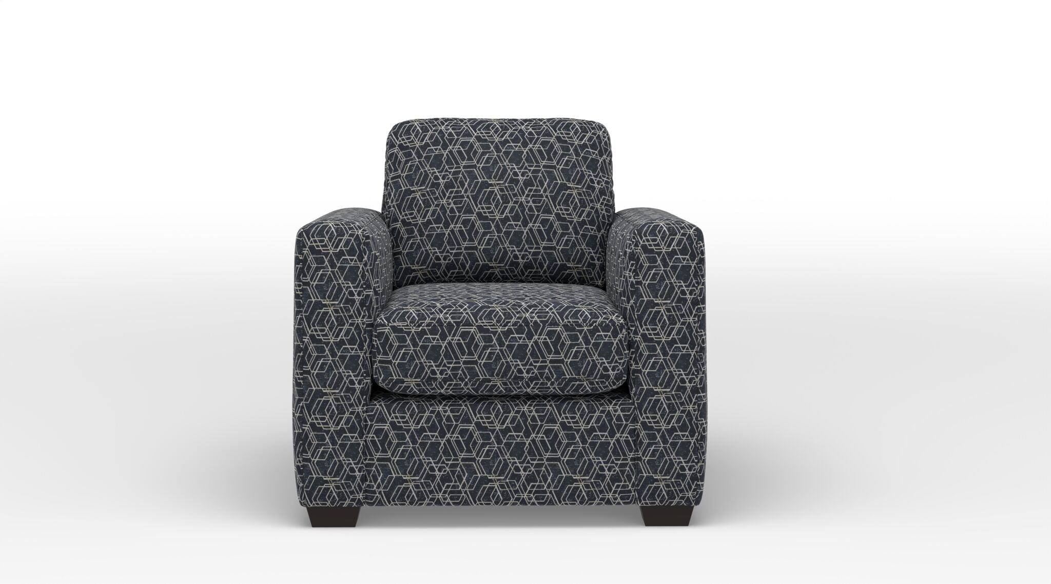 Caleb Accent Chair - Boxes Dark Blue