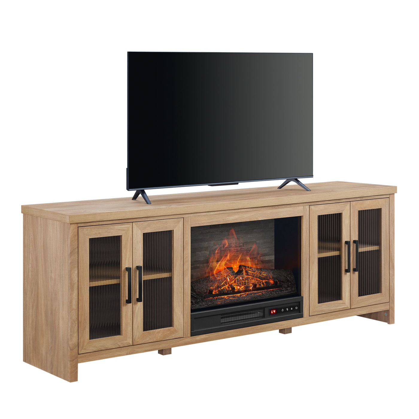 Cambridge 66" Fireplace TV Stand - Natural Oak