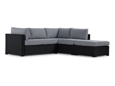 Caribe 2- Piece Outdoor Sectional and Ottoman - Black, Grey