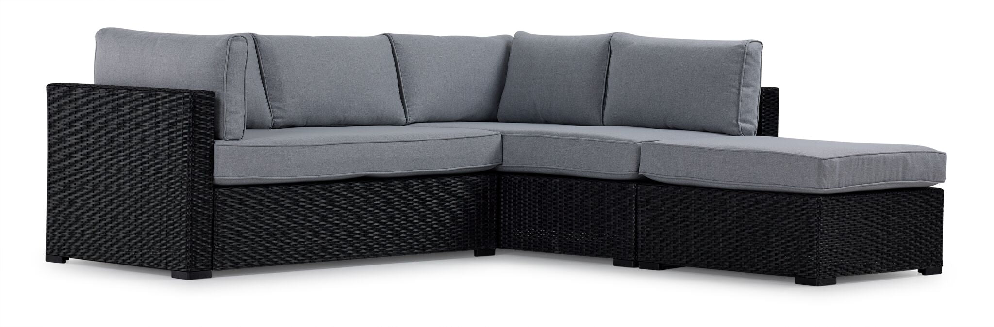 Caribe 2- Piece Outdoor Sectional and Ottoman - Black, Grey