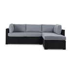 Caribe 2- Piece Outdoor Sectional and Ottoman - Black, Grey