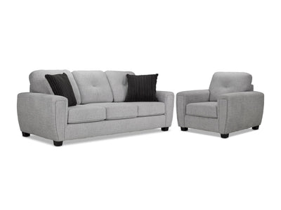 Carolina Sofa and Chair Set - Light Grey