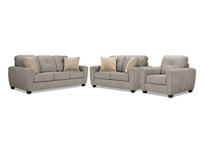 Carolina Sofa, Loveseat and Chair Set - Brown