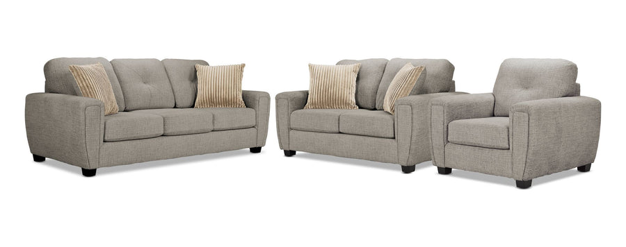 Carolina Sofa, Loveseat and Chair Set - Brown