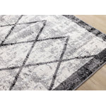 Ashwood 6'7" x 9'10" Distressed Lattice Area Rug - Grey, Black, White