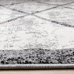 Ashwood 6'7" x 9'10" Distressed Lattice Area Rug - Grey, Black, White