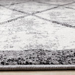 Ashwood 6'7" x 9'10" Distressed Lattice Area Rug - Grey, Black, White