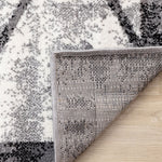 Ashwood 6'7" x 9'10" Distressed Lattice Area Rug - Grey, Black, White