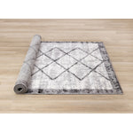 Ashwood 6'7" x 9'10" Distressed Lattice Area Rug - Grey, Black, White
