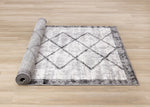 Ashwood 6'7" x 9'10" Distressed Lattice Area Rug - Grey, Black, White