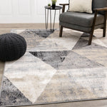 Stone Prism 5'3" x 7'7" Triangle Shapes Area Rug - Cream, Beige