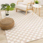 Gentle Wave 6'7"" x 9'10" Wavy Line Area Rug - Beige, Cream