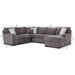 Charlotte 4-Piece Sectional with Right-Facing Chaise - Pewter
