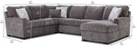 Charlotte 4-Piece Sectional with Right-Facing Chaise - Pewter