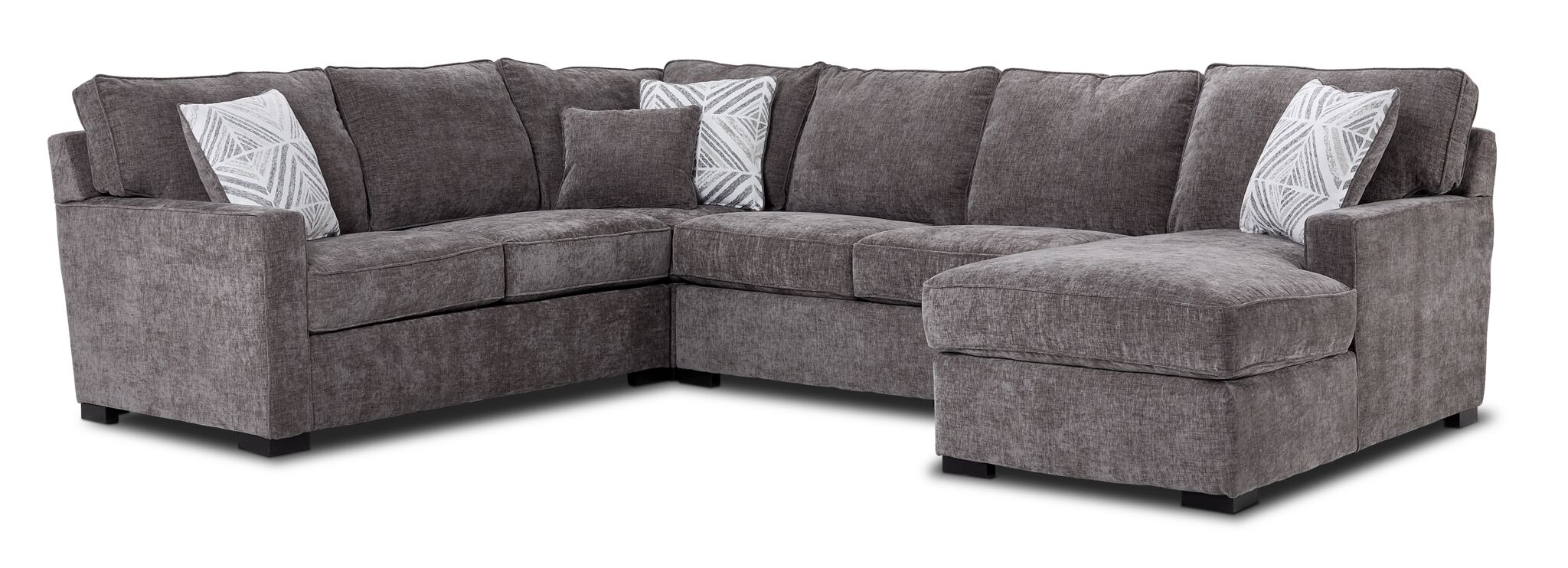 Charlotte 4-Piece Sectional with Right-Facing Chaise - Pewter