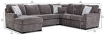 Charlotte 4-Piece Sectional with Left-Facing Chaise - Pewter