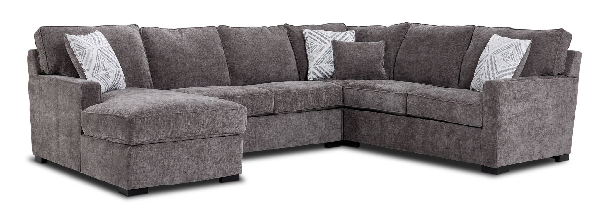 Charlotte 4-Piece Sectional with Left-Facing Chaise - Pewter