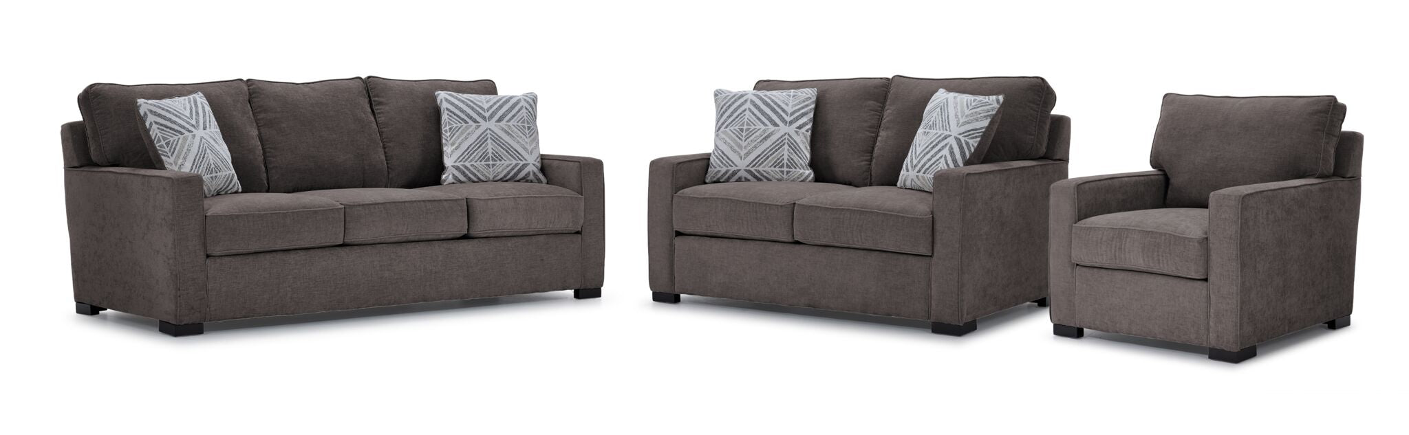 Charlotte Sofa, Loveseat and Chair Set - Pewter