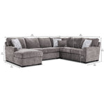 Charlotte 4-Piece Sectional with Left-Facing Chaise - Smoke