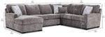 Charlotte 4-Piece Sectional with Left-Facing Chaise - Smoke