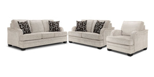 Charmaine Sofa, Loveseat and Chair Set - Pearl