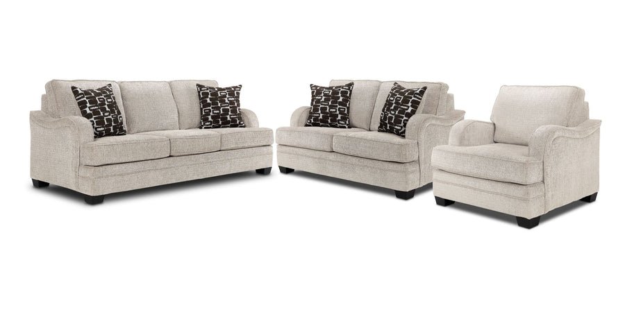 Charmaine Sofa, Loveseat and Chair Set - Pearl