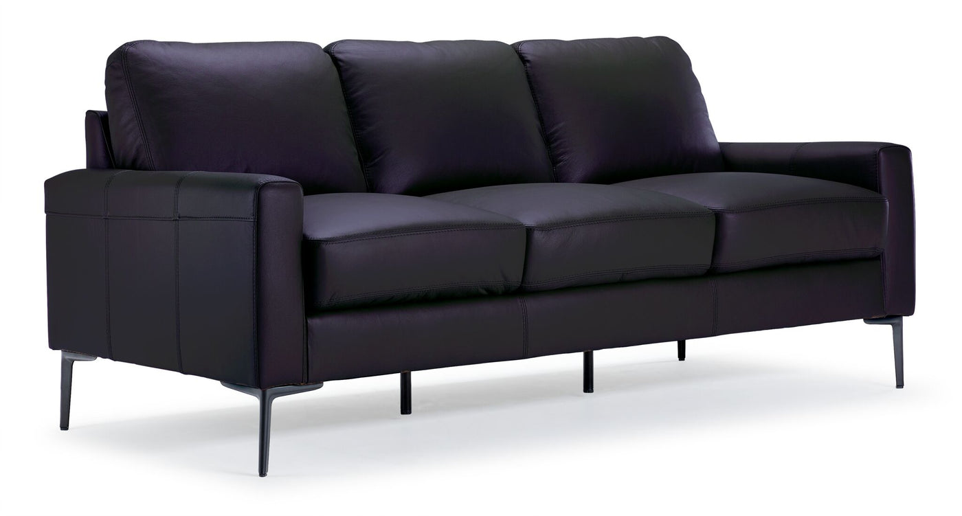 Chito Leather Sofa and Chair Set - Raven