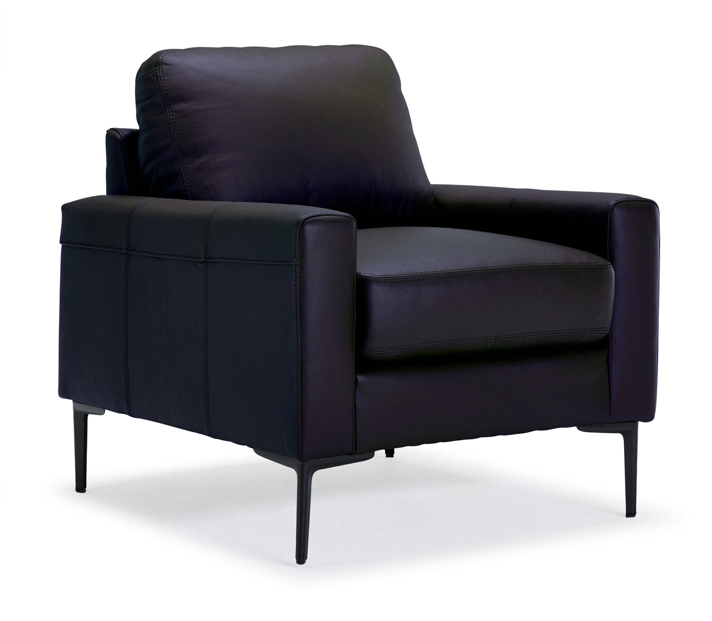 Chito Leather Sofa and Chair Set - Raven