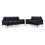 Chito Leather Sofa and Loveseat Set - Raven