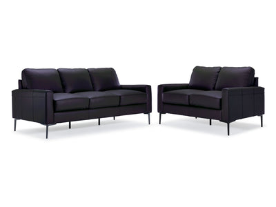 Chito Leather Sofa and Loveseat Set - Raven
