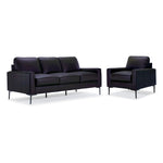 Chito Leather Sofa and Chair Set - Raven