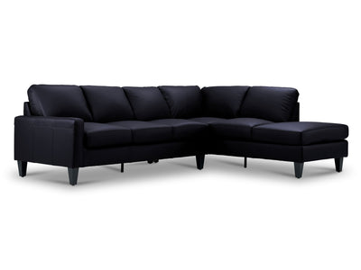 Chito Leather 2-Piece Sectional with Right Facing Chaise - Raven