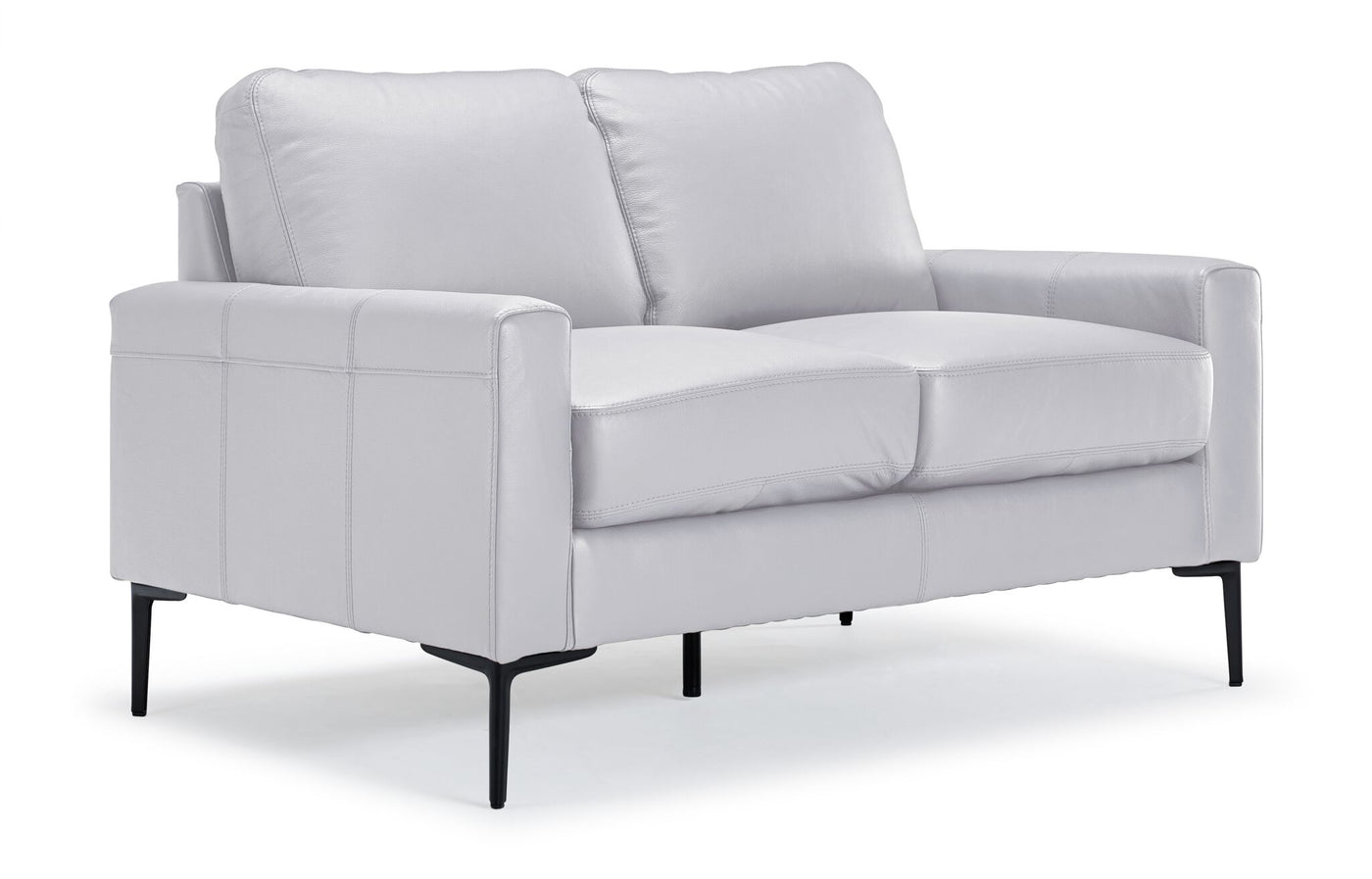 Chito Leather Sofa and Loveseat Set - Silver Grey