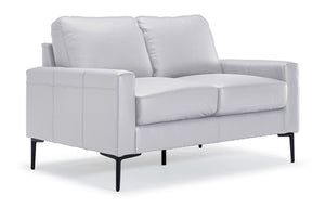 Chito Leather Loveseat - Silver Grey
