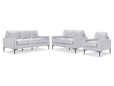 Chito Leather Sofa, Loveseat and Chair Set - Silver Grey