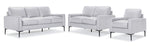 Chito Leather Sofa, Loveseat and Chair Set - Silver Grey