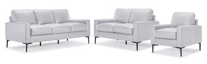 Chito Leather Sofa, Loveseat and Chair Set - Silver Grey