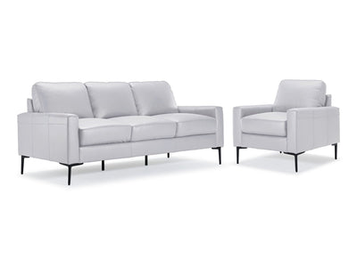 Chito Leather Sofa and Chair Set - Silver Grey