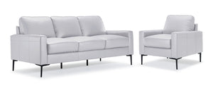 Chito Leather Sofa and Chair Set - Silver Grey