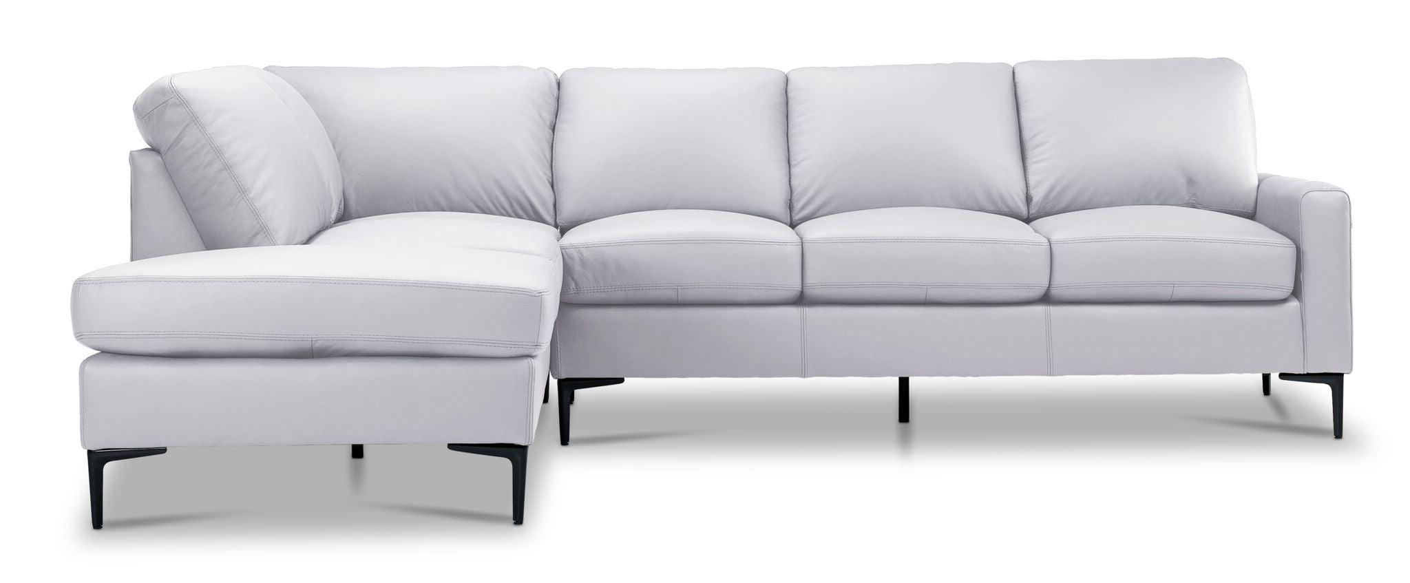 Chito Leather 2-Piece Sectional with Left Facing Chaise - Silver Grey