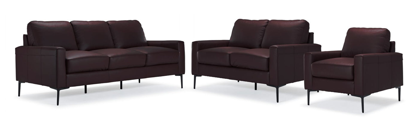 Chito Leather Sofa, Loveseat and Chair Set - Mocha