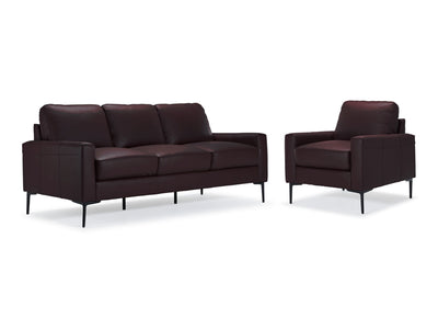 Chito Leather Sofa and Chair Set - Mocha