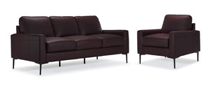 Chito Leather Sofa and Chair Set - Mocha