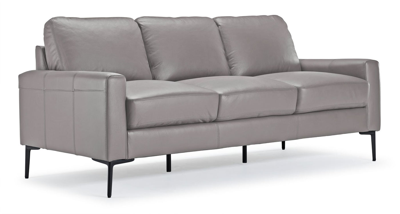 Chito Leather Sofa, Loveseat and Chair Set - Cloud Grey
