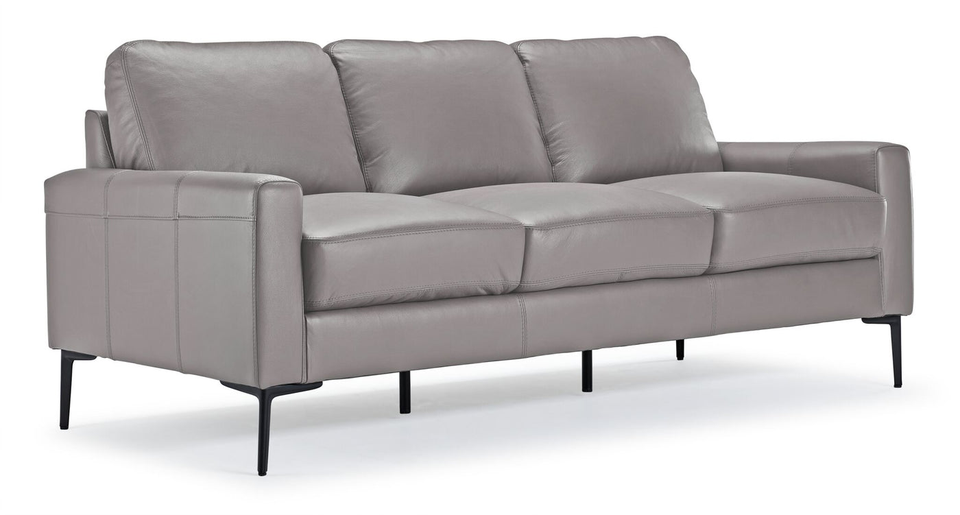 Chito Leather Sofa and Chair Set - Cloud Grey