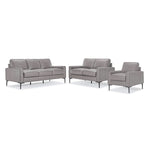 Chito Leather Sofa, Loveseat and Chair Set - Cloud Grey