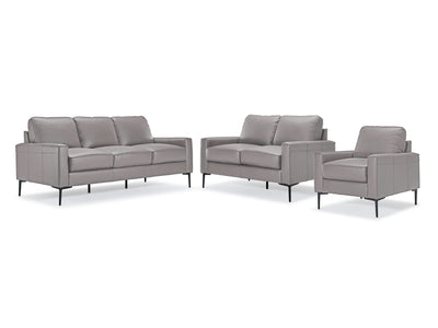 Chito Leather Sofa, Loveseat and Chair Set - Cloud Grey