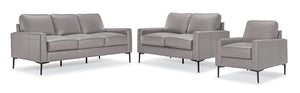 Chito Leather Sofa, Loveseat and Chair Set - Cloud Grey