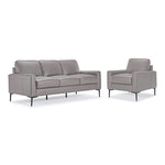 Chito Leather Sofa and Chair Set - Cloud Grey