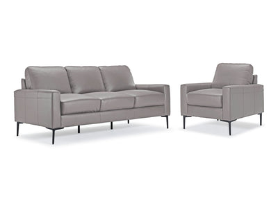 Chito Leather Sofa and Chair Set - Cloud Grey